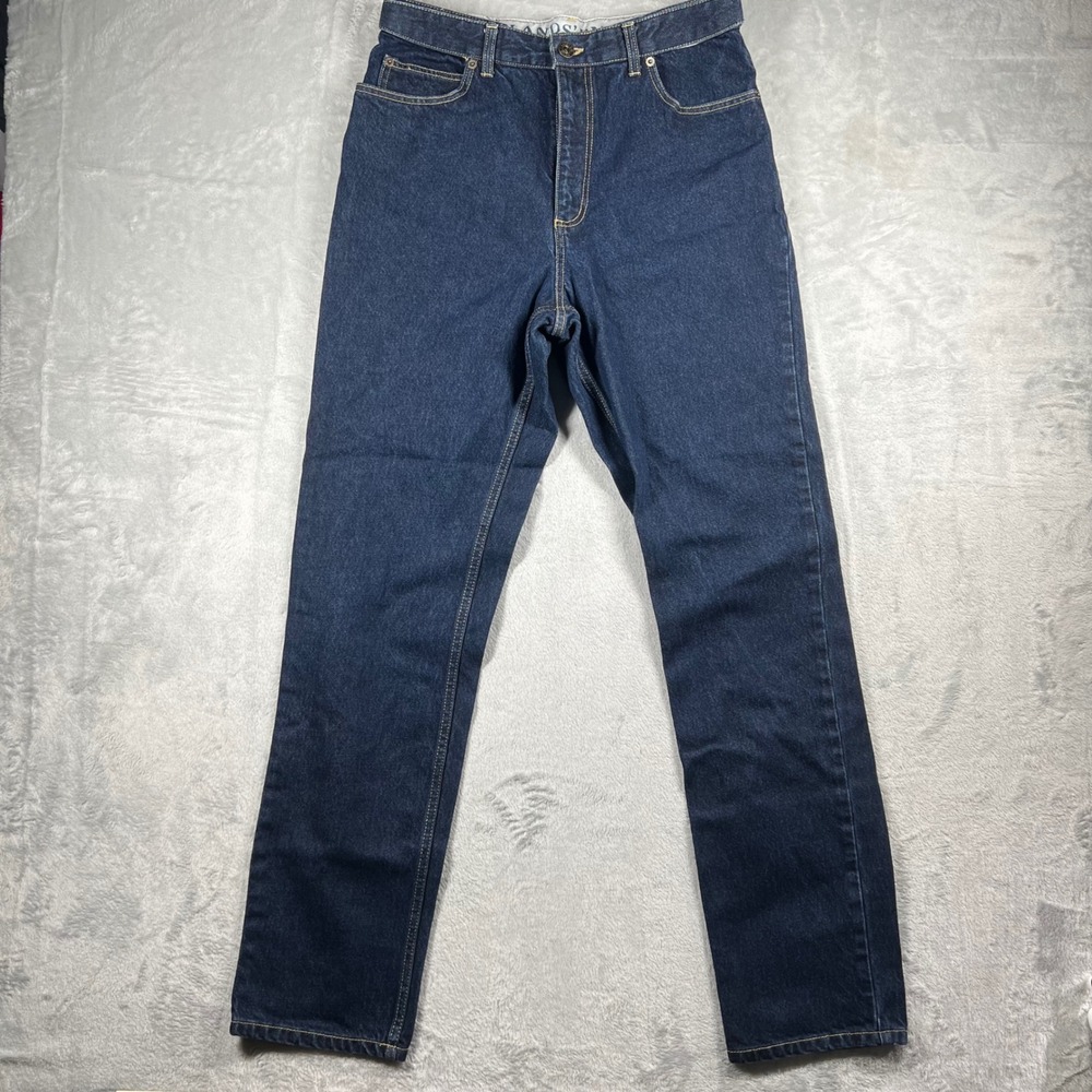 Lands End Womens Tall 10T High Rise Straight Leg‎ Jeans Dark Wash Mom Jeans